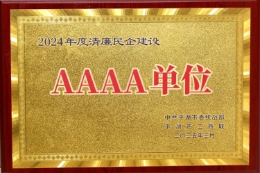 喜报！世俱杯app官方入口纸业荣获平湖市2024年度清廉民营企业建设AAAA级单位称号